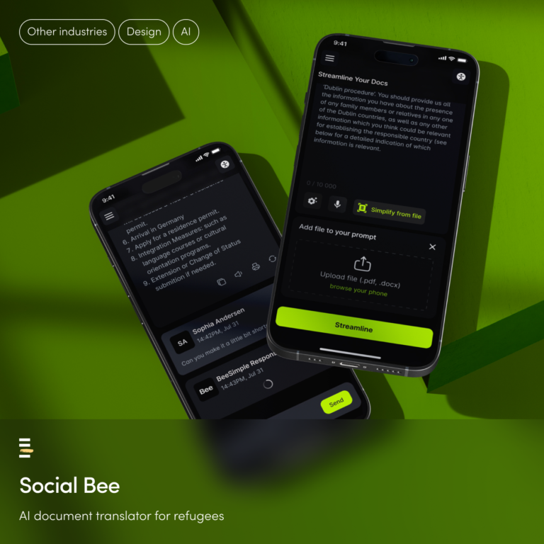 Social Bee: narzędzie AI, które w ciągu kilku sekund tłumaczy i podsumowuje dokumenty prawne dla uchodźców.